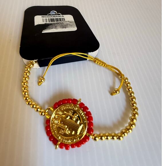 Handmade Gold-Plated San Benito Beaded Bracelet with Beads Spiritual Protection - Picture 3 of 7